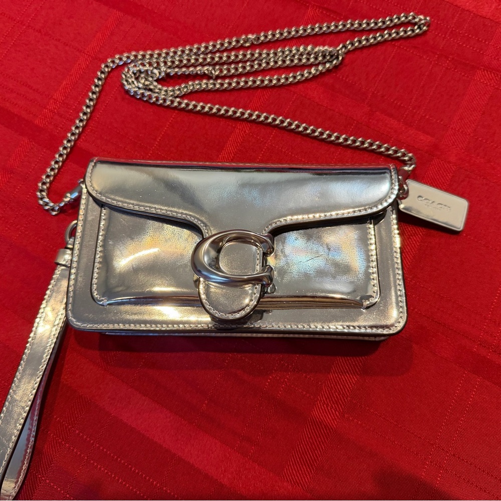 Coach Tabby Shiny Silver Chain Crossbody